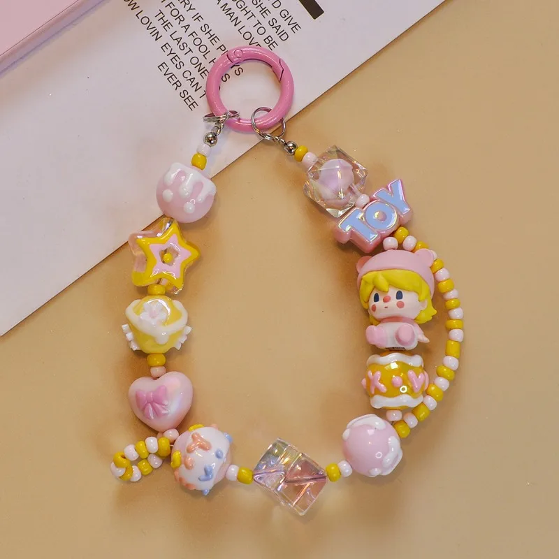 Bubble Sitting Posture Cartoon Beaded Original High-end Luxury Mobile Phone Case Chain Handmade DIY Phone Charm Decoration Chain