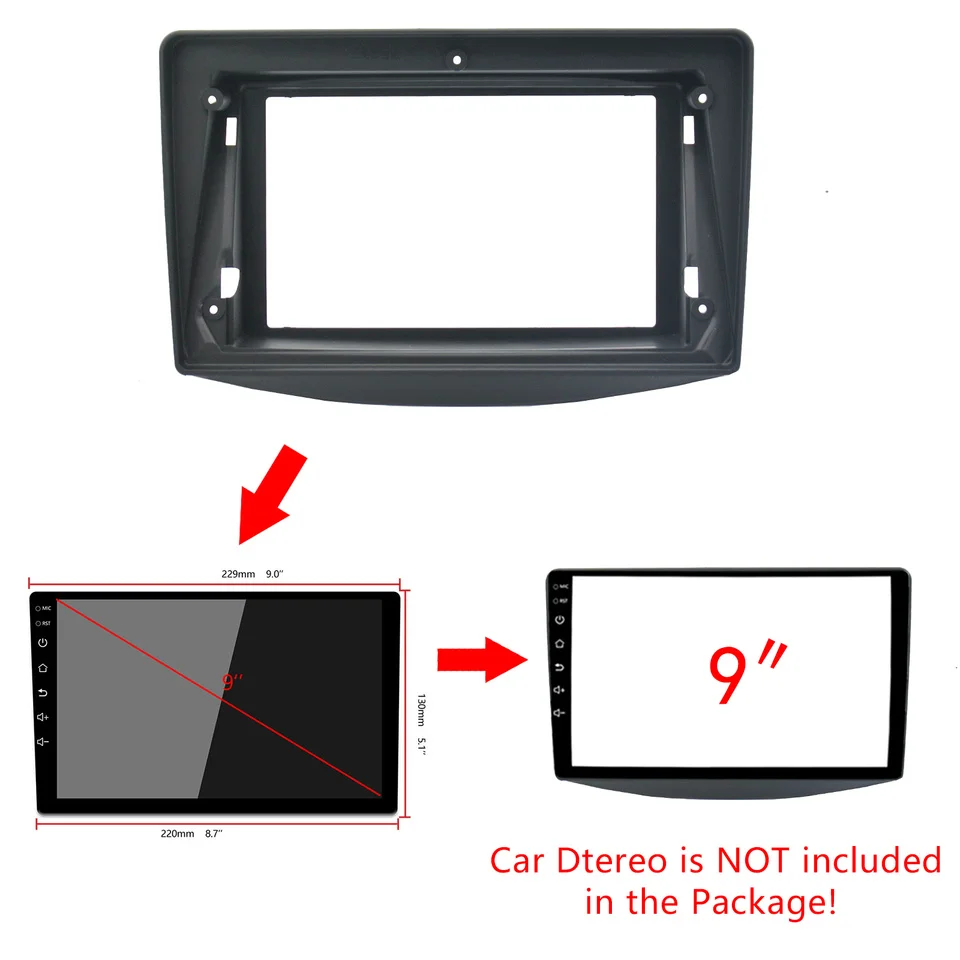 2Din Car DVD Only Frame Audio Fitting Adaptor Dash ABS Trim Kits Facia Panel 9 inch For Mitsubishi Grandis Refit Car Android