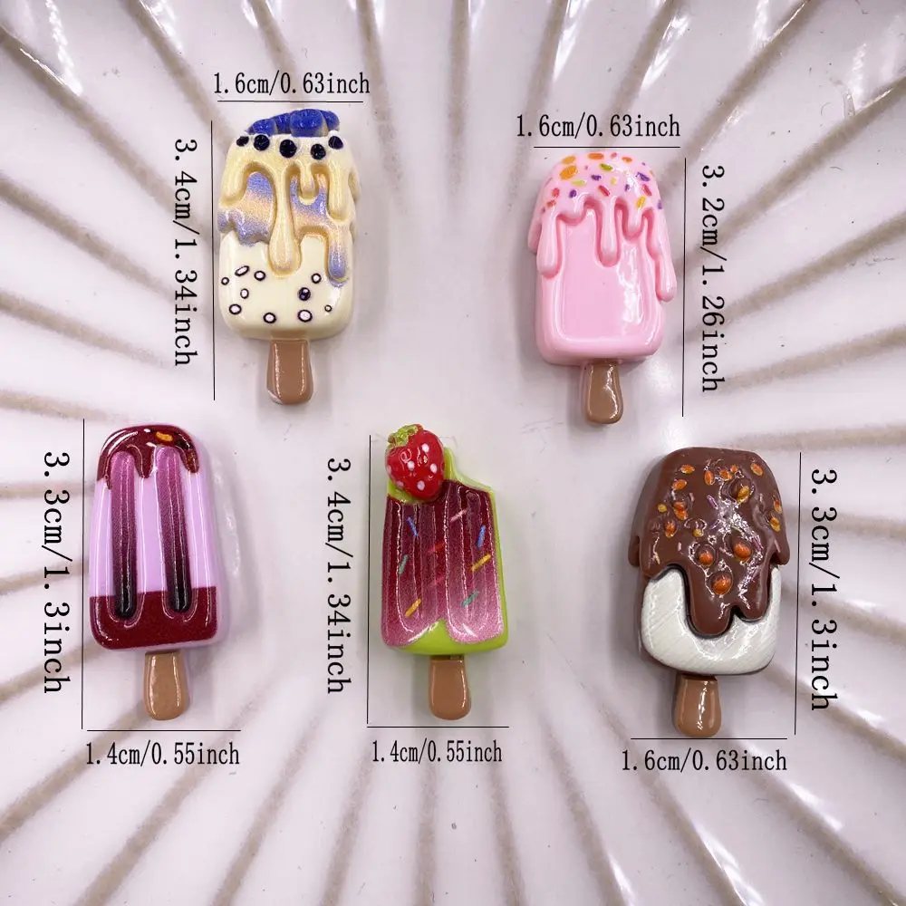 10PCS Resin Colorful Blueberries Strawberries Chocolate Flavored Popsicles Figurine Flat back Stones Scrapbooks DIY Decor Crafts