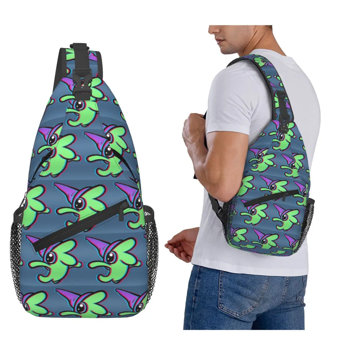 

Грудная сумка Glep From Smiling Friends, мужской рюкзак через плечо на слинге, нагрудная сумка, дорожный походный рюкзак, сумка на плечо