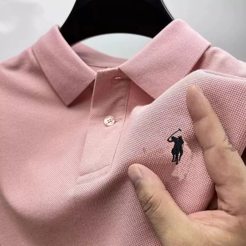 Neues hochwertiges, kurzärmeliges Poloshirt mit gesticktem Logo für Herren, Sommermode, lässig, bequem, atmungsaktives T-Shirt-Oberteil