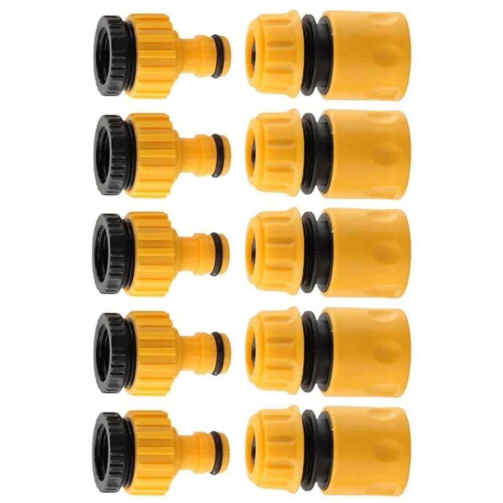 

10pcs Hose Quick Connector 3/4 & 1/2 Inch Water Tap Adapter Thread Connector Set for Garden Irrigation Outdoor Car Washing