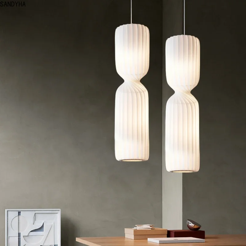 Nordic Cylinder Silk Led Pendant Lights for Living Dining Room Sofa Bedroom Simple Home Decor Hanging Fixture Ceiling Chandelier