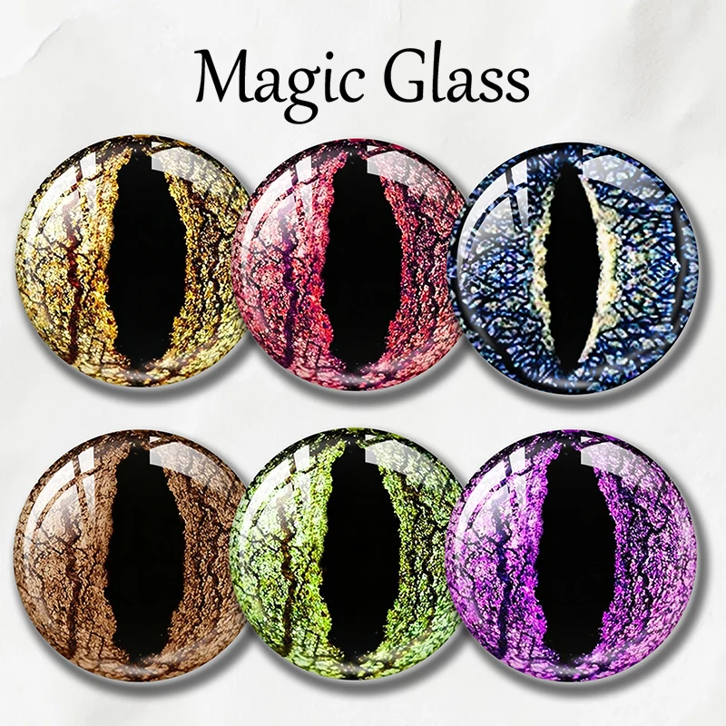 8mm 10mm 12mm 20mm 25mm 30mm 6mm 35mm 14mm 50mm Photo Glass Cabochon Settings Round DIY Jewelry Accessories Chameleon Eyes