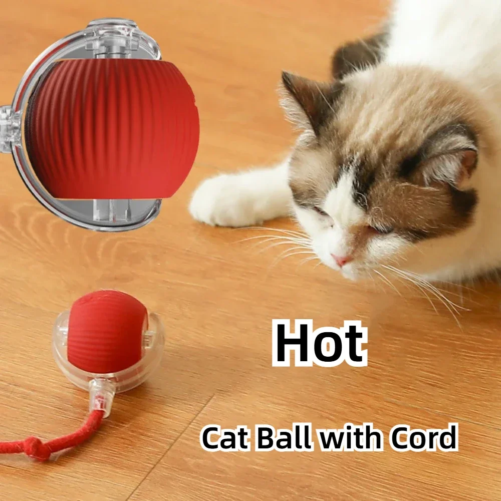 Interactive Cats Toys Rechargeable Pet Interactive Toy Electric Cat Ball Toy Automatic Rolling Fake Tail Ball Things for Cats