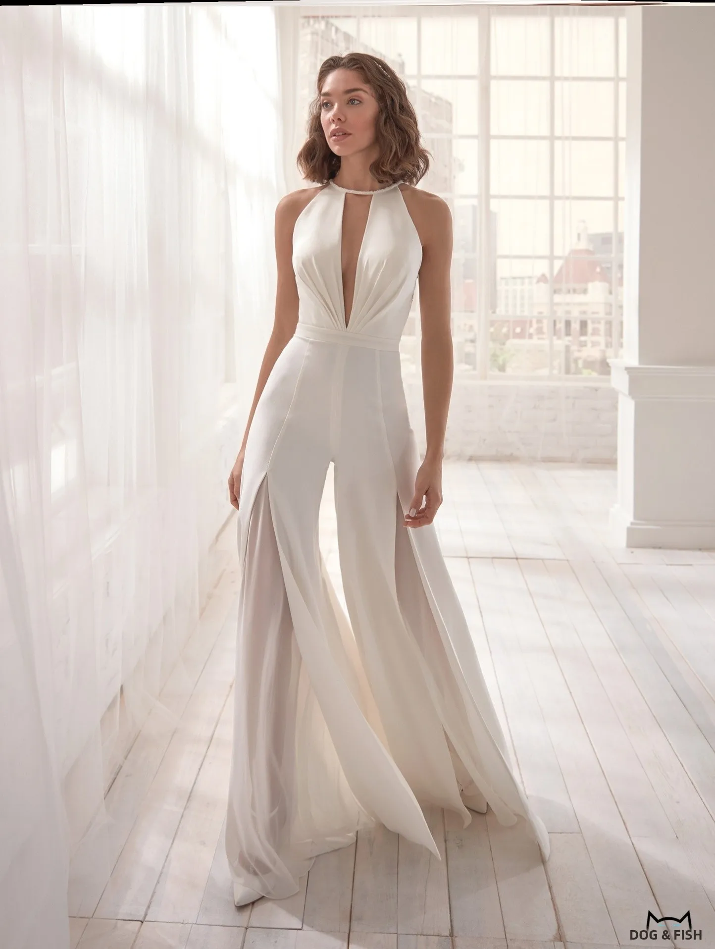 

Комбинезон Ele Godd Sle с глубоким V-образным вырезом и длинными брюками, женский костюм Drifting Faion, летняя коллекция 2020