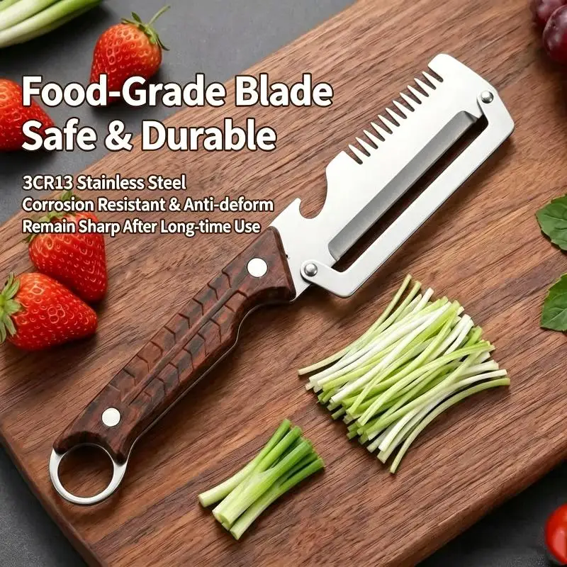 【B】Multifunctional Onion Slicer Sharp Rustproof Stainless Steel Blade For Kitchen Shredding Peeling Bottle Opening