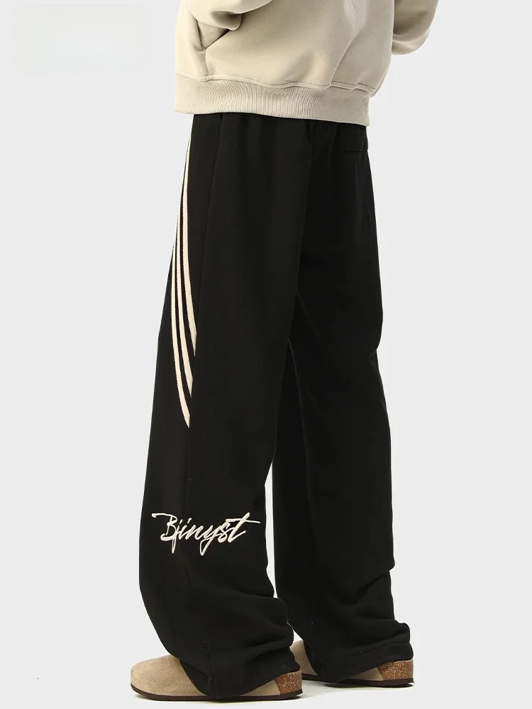 

Свободные прямые мужские повседневные брюки, футболки в американском стиле ретро, новые летние тяжелые удобные спортивные брюки