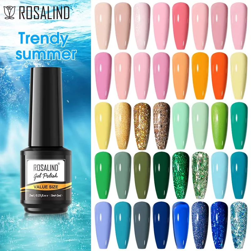 ROSALIND Gel Nagellack 7ML Semi Permanent Lacke Für Soak Off Gel Polish UV/LED Lampe Gel Design matt Base Top Coat Nagel Kunst