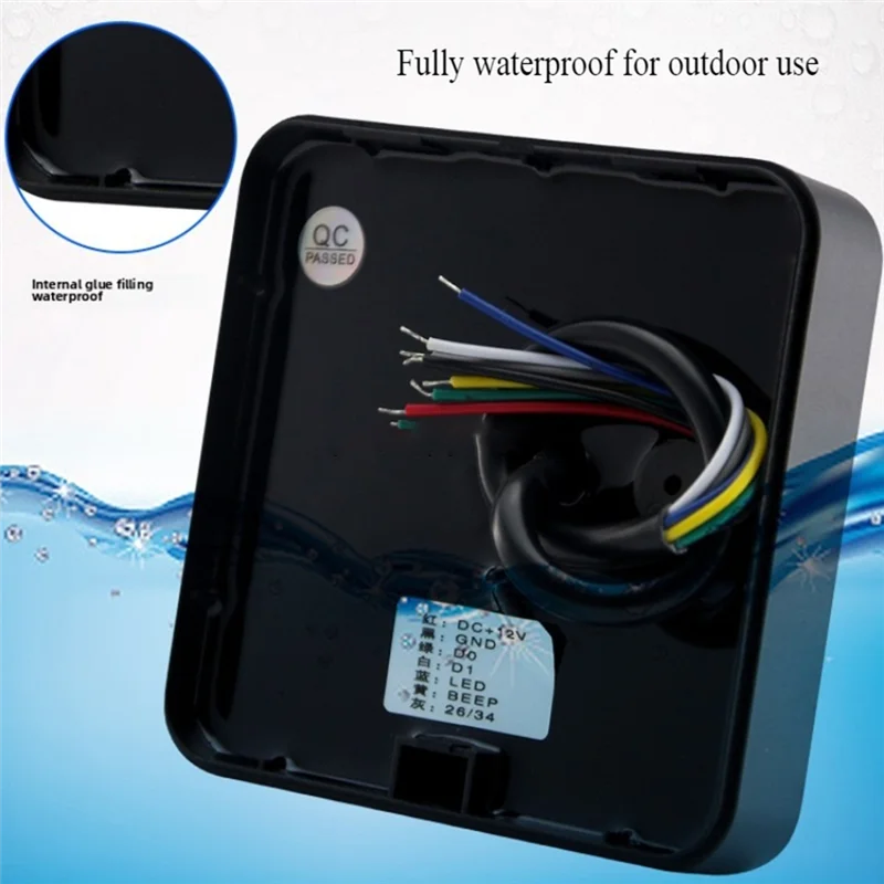 【지금 구매하세요!】IP68 방수 사각형 액세스 제어 카드 리더기 Wiegand 26/34 비트 카드 리더기 액세스 제어