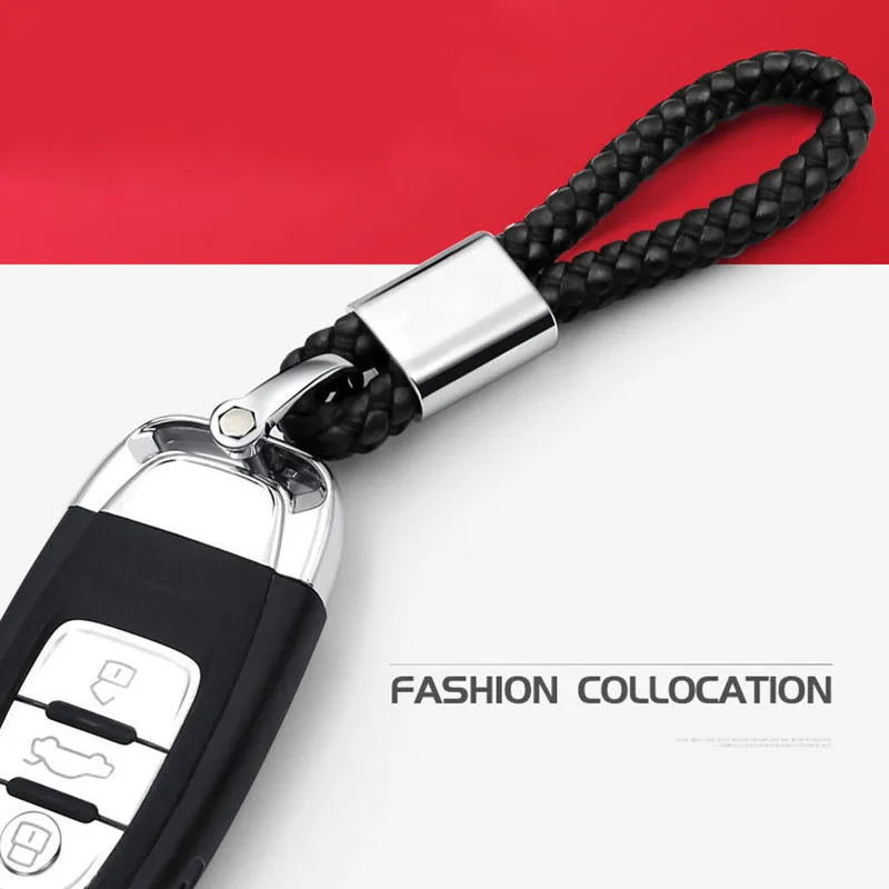 Car logo Keychain With Car Logo Metal Keychain Nylon Braided Rope Key Ring Car Key Ring For Audi For Mercedes For Benz VW Ford