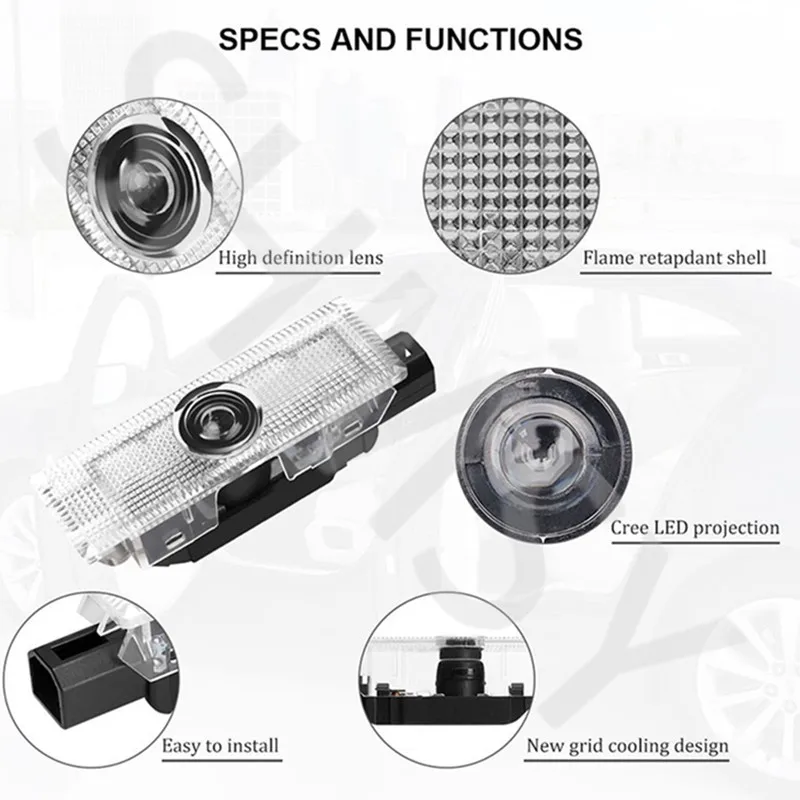 2 Stück LED-Autotür-Willkommensleuchten, Geister-Schatten-Projektor, Höflichkeitslampe, Zubehör für Giulietta 2011-2022 2019 2022 2021 – Detail 4