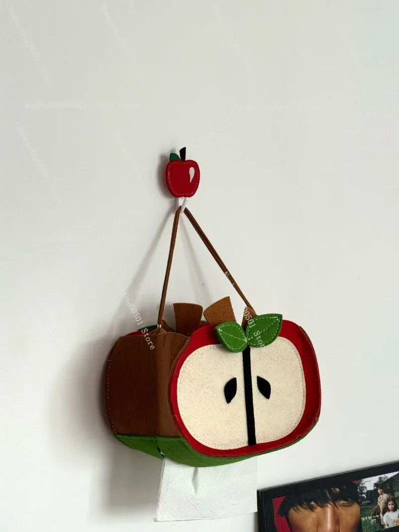 

Креативная милая коробка для салфеток в форме яблока для дома, гостиной и автомобиля, настенный держатель для бумажных полотенец и салфеток для лица