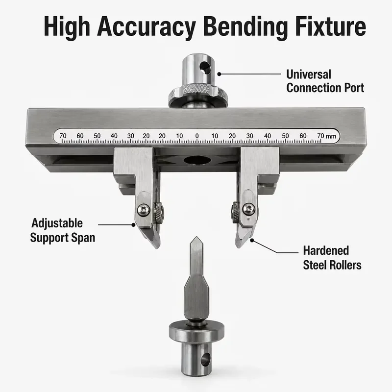 3 Point Bending Fixture Adjustable Span for Concrete Flexural Strength Test - ASTM C78 Universal Testing Machine Accessories