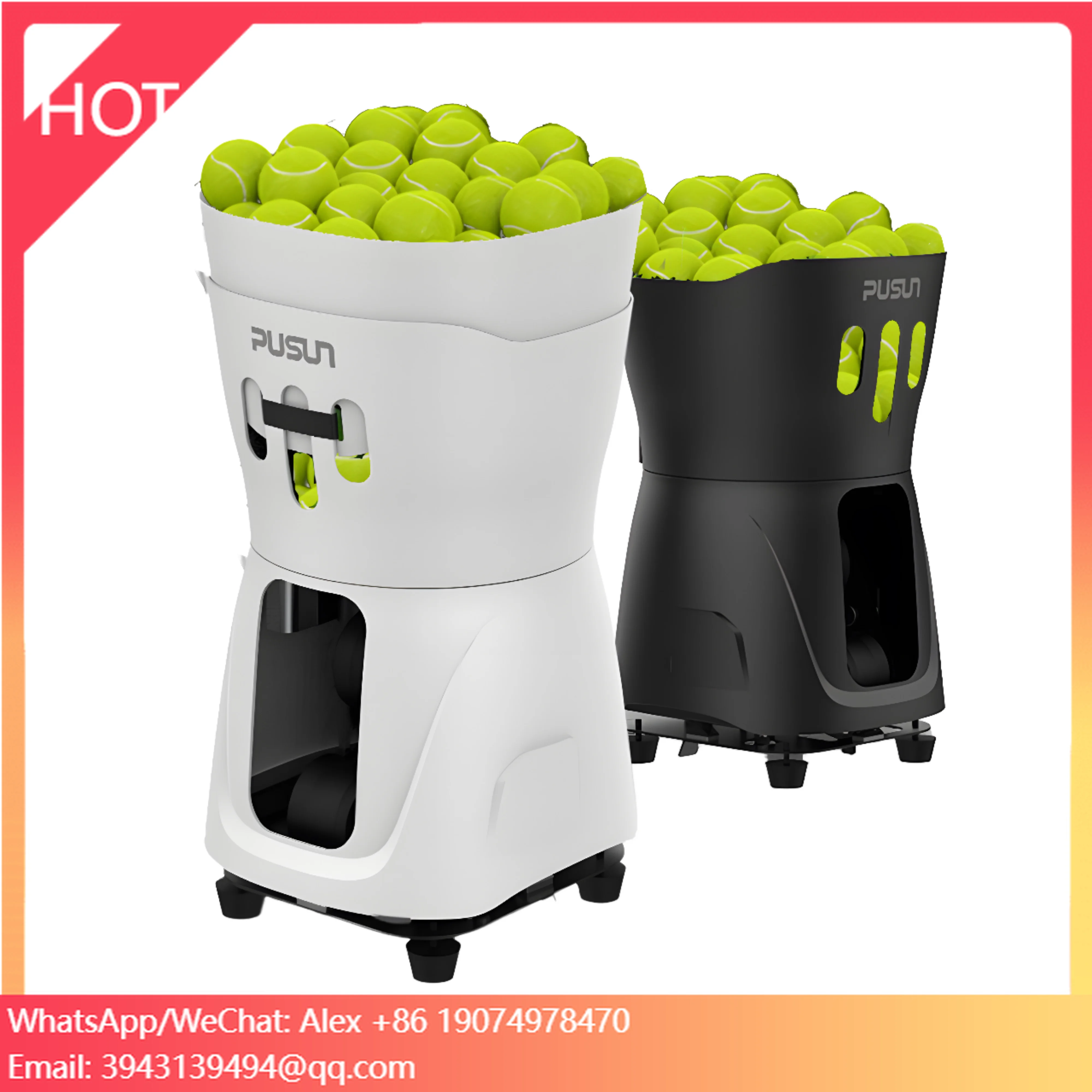 

Newchance PUSUN Pro Tennis Training Machine Hot Sale Portable APP Remote Tennis/Padel Practice 80kg Max Load Multi-Rotation Drop