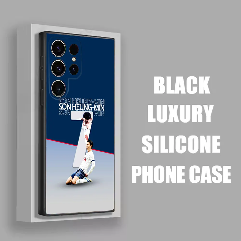 Korea Son H-Heung-mins Football Phone Case For Samsung S25,S24,S21,S22,S23,S30,Ultra,S20,Plus,Fe,Lite,Note,10 Black Soft Shell