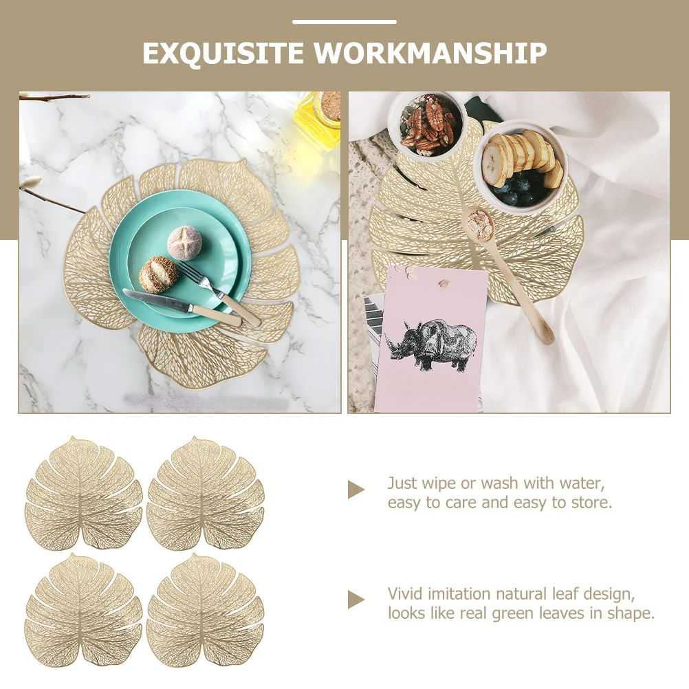 

4Pcs Table Mat Leaf Placemats Heat Resistant Dining Table Decor Ideal for Coffee Bar Kitchen Holiday Placemats Backdrop