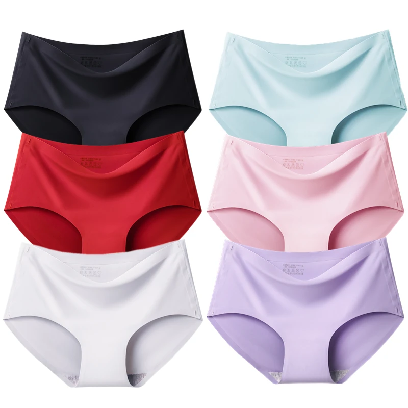 BZEL 6PCS/Set Women's Panties Seamless Female Underwear Plus Size Cozy Briefs Breathable Silk Satin Lingerie Hot Sale Underpants