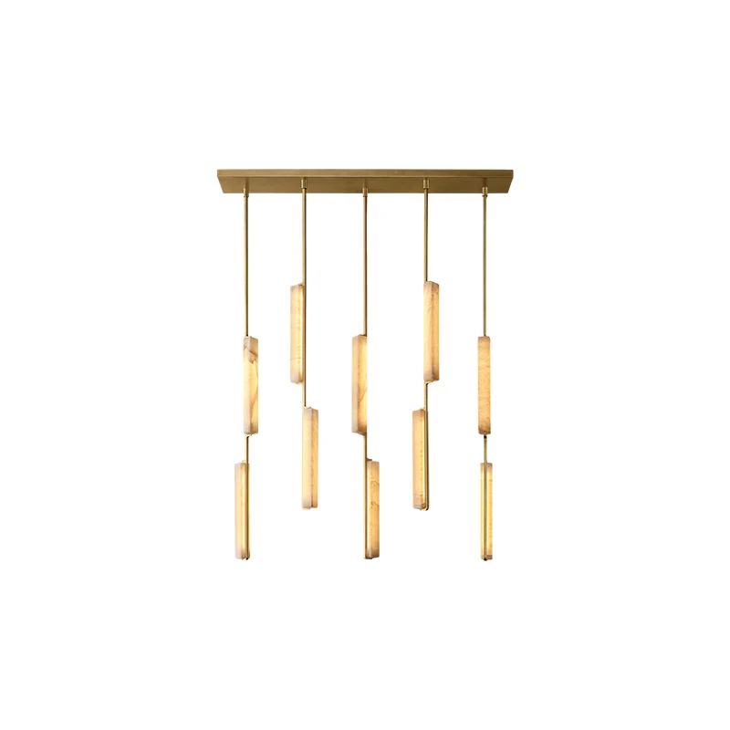 2026 LED Retro American Natural Marble Brass Ceiling Chandelier Lighting Lustre Suspension Luminaire Lampen For Living Room