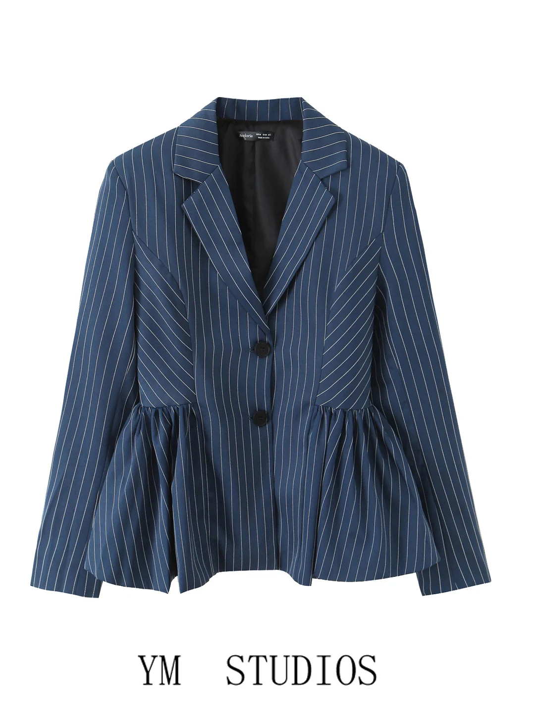 

Women's Commuter Korean Sle Blue Striped Bloomer Skirt Suit Puffy Hemline Anti-Aging Outerwear Casual Daily Wear