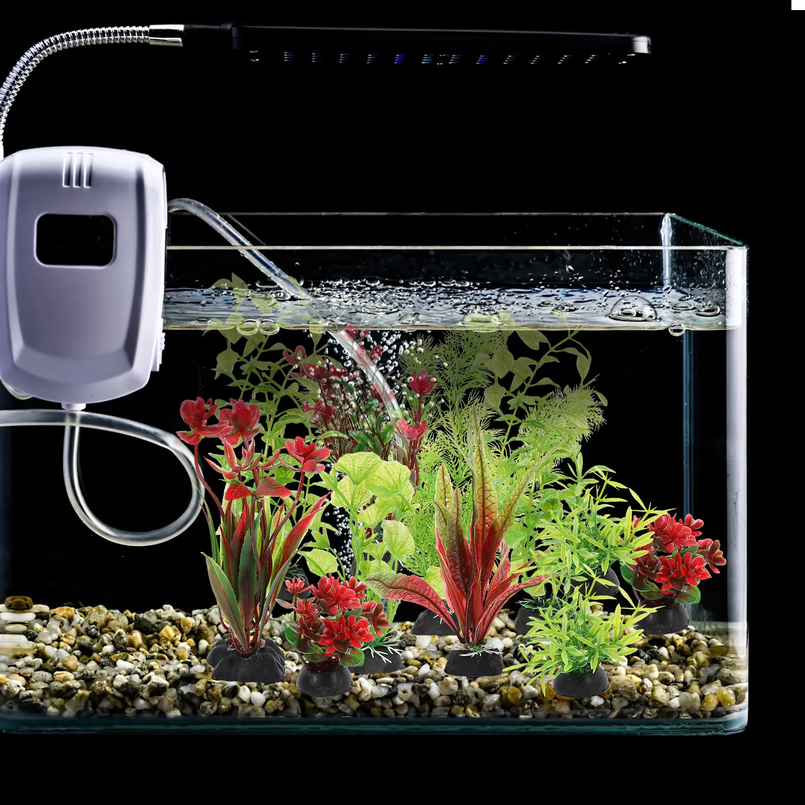

11pcs Artificial Aquarium Plants Realistic Decorations for Fish Tank PVC Simulated Grass Set Aquatic Plant L scape