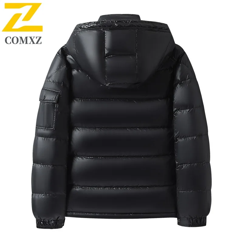 COMXZ Reise-Daunenjacke für Herren, 2029, klassisch, lässig, mit Kapuze, kältebeständig, Parka, einfarbig, Abenteuer, verdickter warmer Wintermantel