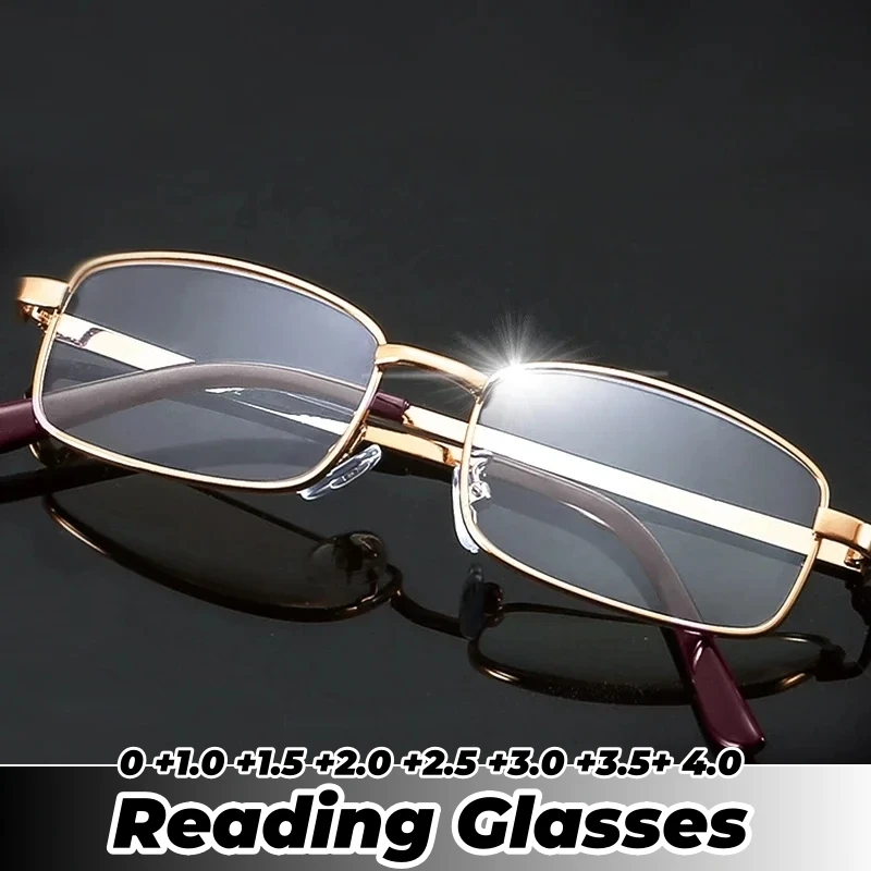 

Metal Frame Reading Glasses Men Women Gold Silver Presbyopia Magnifying Fashion Square Far Sighted Eyeglasses +1.0 +1.5 +2.0