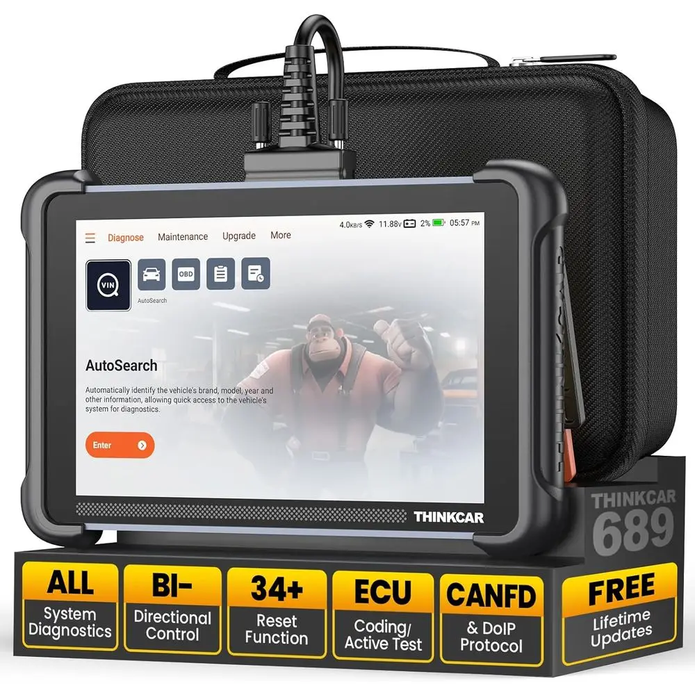 

2 Scanner Diagnostic Tool Lifetime Free, ThinkScan 689 Car Scan Tool with 34 Reset Function,Scanner for Car with 3000+ Active Te