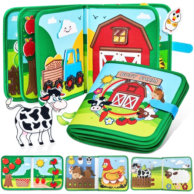 Busy Board Montessori Zabawki dla maluchów Farm Animal Story Busy Book Zabawka sensoryczna Przedszkole Nauka umiejętności motorycznych Aktywności podróżnicze