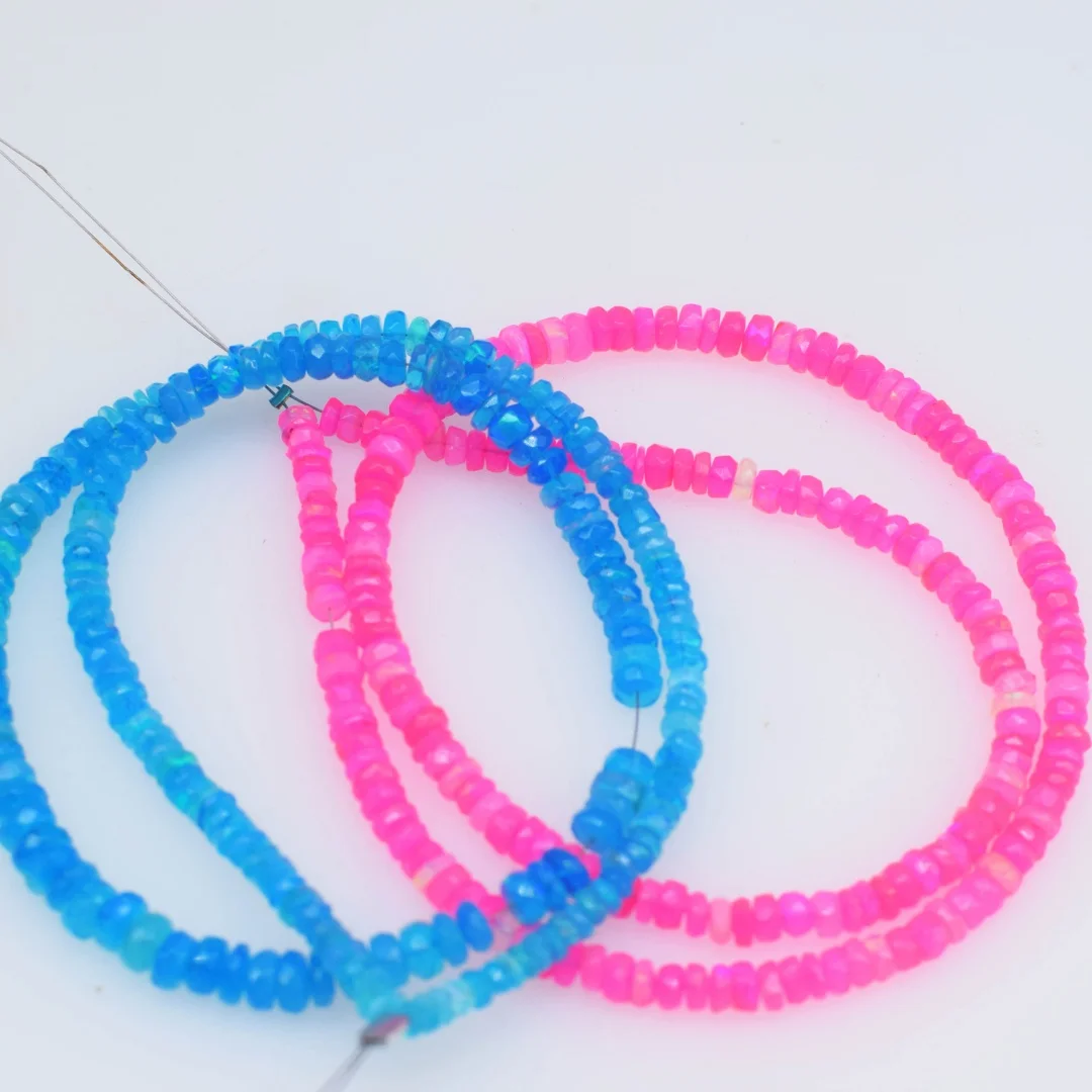 Green Pink Blue Opal Roundelle Faceted 3-5mm Loose Beads for DIY Jewelry Making Necklace 38cm FPPJ Wholesale