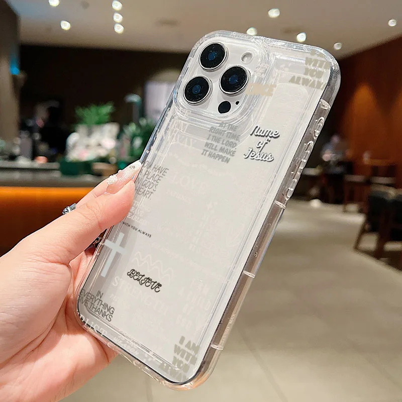 يسوع الله يباركك طباعة حافظة هاتف شفافة آيفون 17 برو ماكس 16 15 14 13 12 11 XS X XR 7 8 Plus 16E 17 غطاء الهواء الناعم