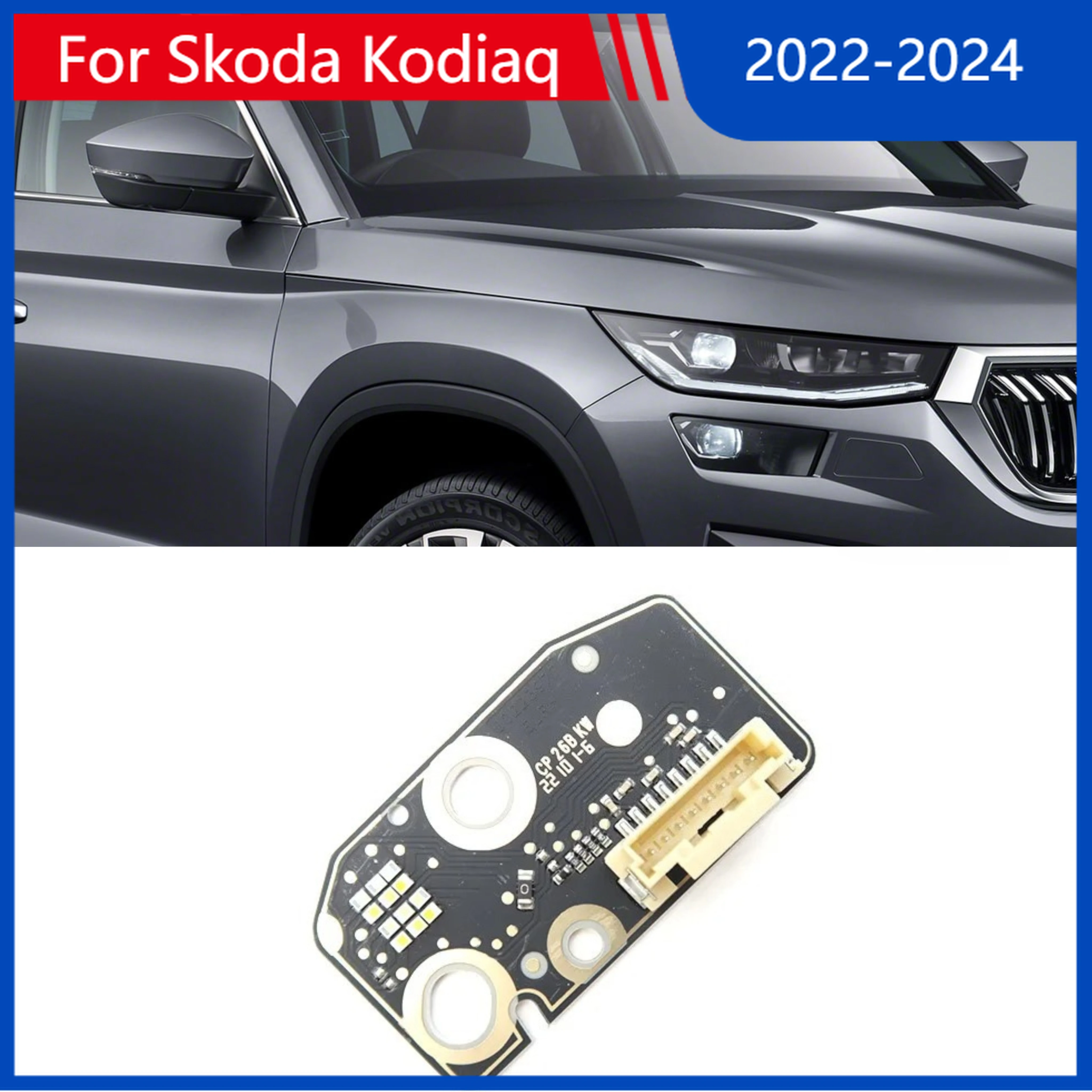 

For Skoda Kodiaq 2022-2024 White Car Headlight DRL CHIP Ballast Light Source Module Angel Eye Board Chip Daytime Running Light