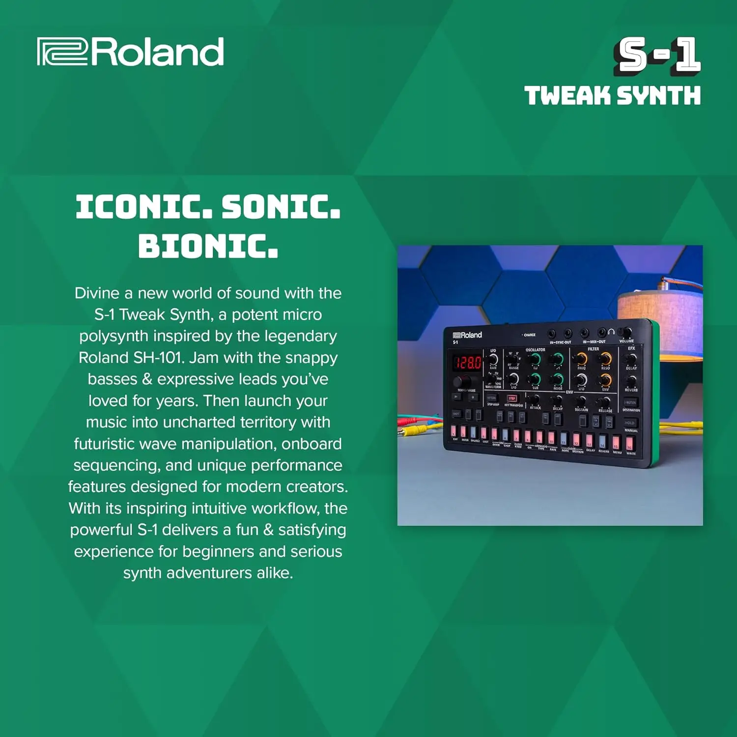 بوليسينث صغير محمول للغاية مع أدوات تحكم صوت متقدمة لإنشاء الموسيقى