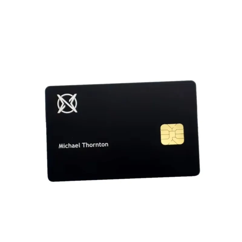 

Высококачественные роскошные матовые черные лазерные гравировки логотипа из нержавеющей стали, пустые металлические визитные карточки NFC на заказ