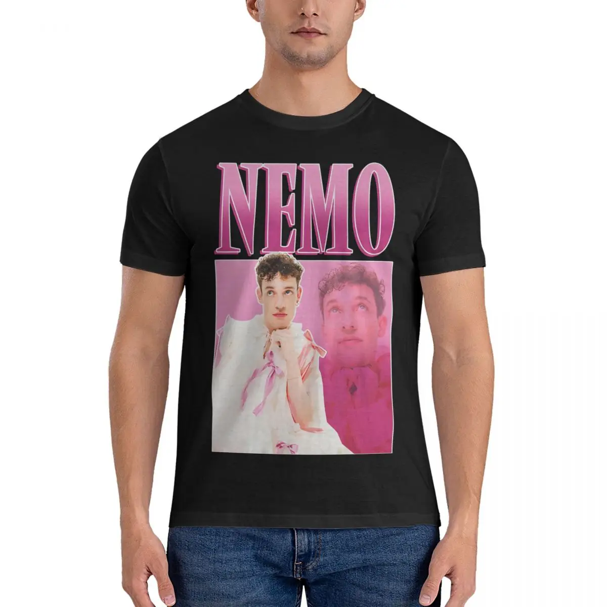 Мужские футболки конкурс песни Eurovision 2024, швейцарский победитель Merch_1, забавная футболка из 100% хлопка, футболка с коротким рукавом The Code Nemo