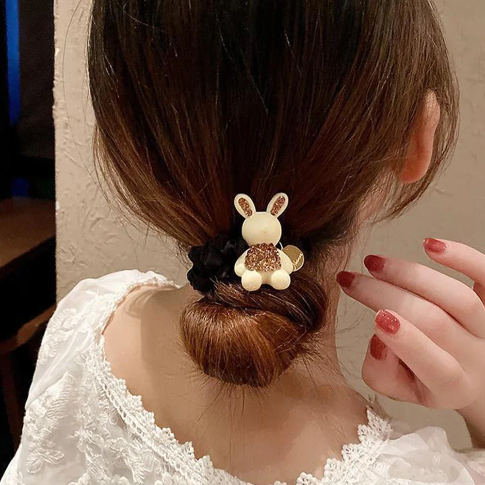 الفاخرة كريستال الشعر حبل لطيف الكرتون أرنب العلاقات الشعر فتاة عالية ذيل حصان رئيس الحبال مطاطا عصابة رأس النساء إكسسوارات الشعر #5