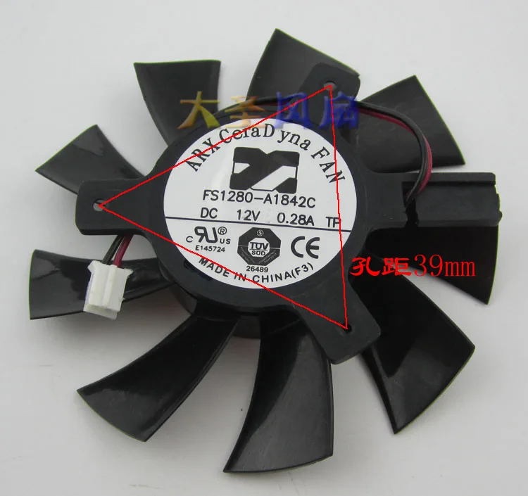 Free shipping sapphire 6770 platinum graphics card fan FS1280-A1842C 12V 0.28A cooling fan