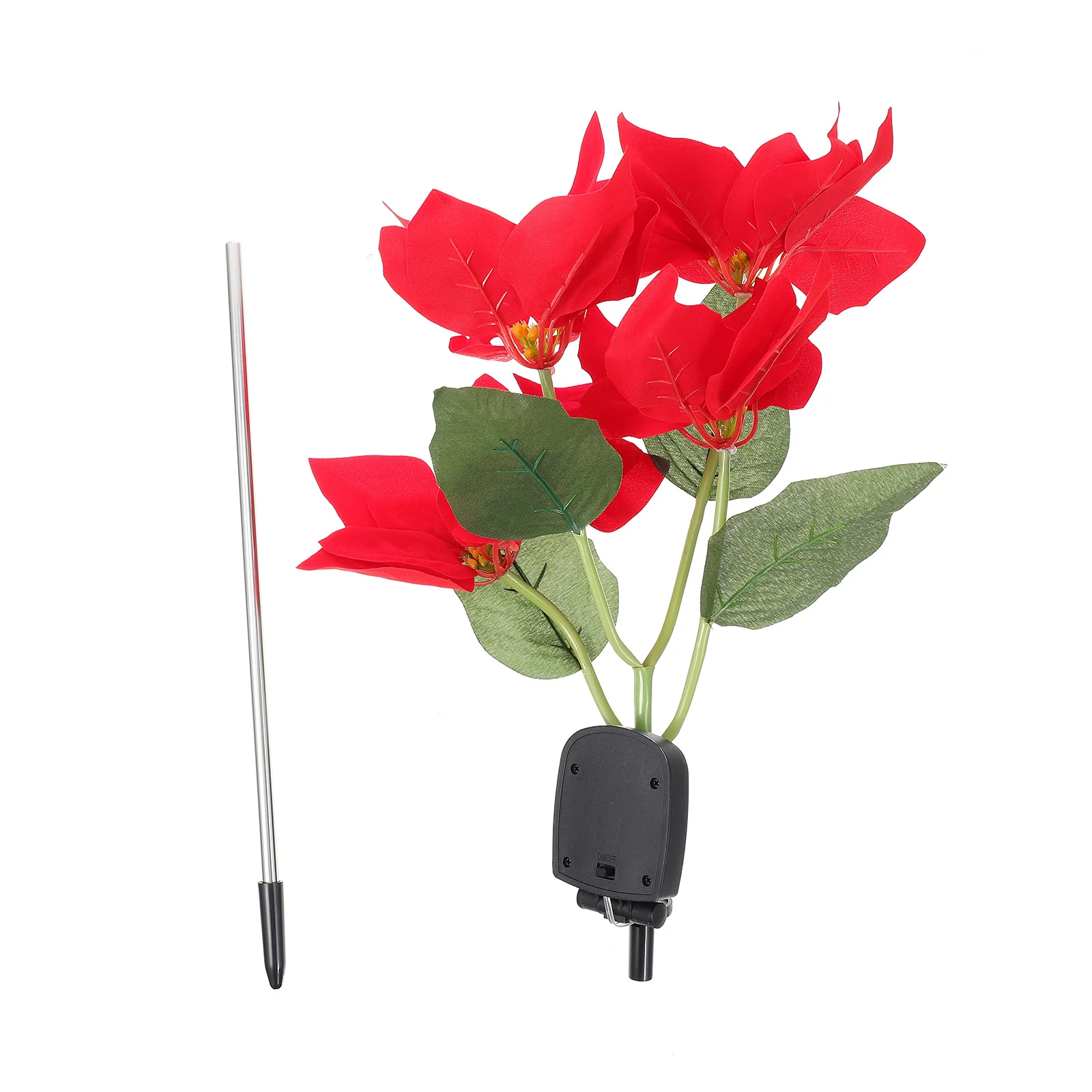 

1Pcs Solar Poinsettia Christmas Flower Ground Insert Lamp Red Outdoor Garden Yard Xmas Solar Energy Decorative Light