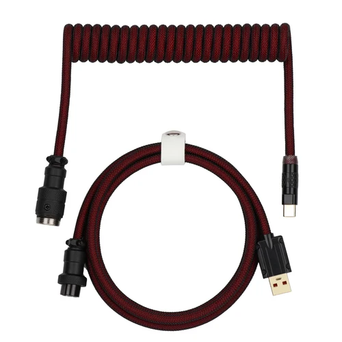 EPOMAKER Mix Pro Cable USB C en espiral Cable de doble manga de 1,5 m para teclado mecánico con conector aviador desmontable de 4 pines