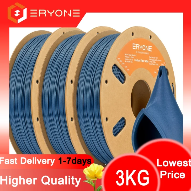 

Высококачественная углеродная филаментная нить ASA ERYONE 1кг/3кг/5кг для 3D-печати, диаметр 1.75мм +/- 0.03мм, на катушке, новогодняя цена