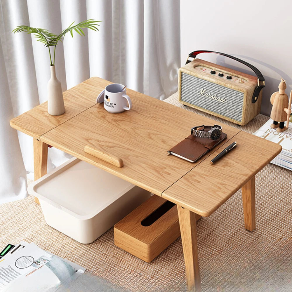 Solid wood bay window computer Japanese style tatami coffee foldable window sill small kang table bed low