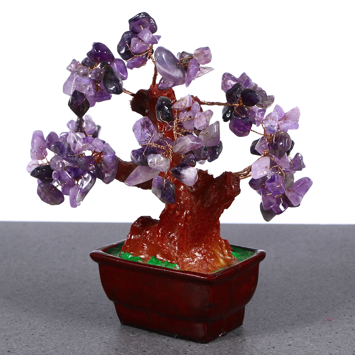

Natural Crystal Money Tree Potted Plant Purple Artificial Flower Office Decoration Relieves Eye Fatigue