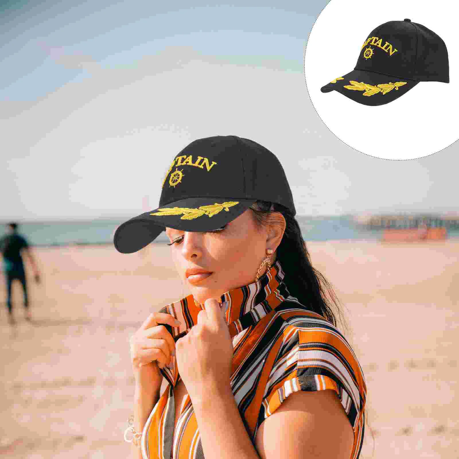 

Captain Hat Sea Black Baseball Ballcap Sailor Apparel Hats Caps Peaked Men for Women Adjustable Sports Dad