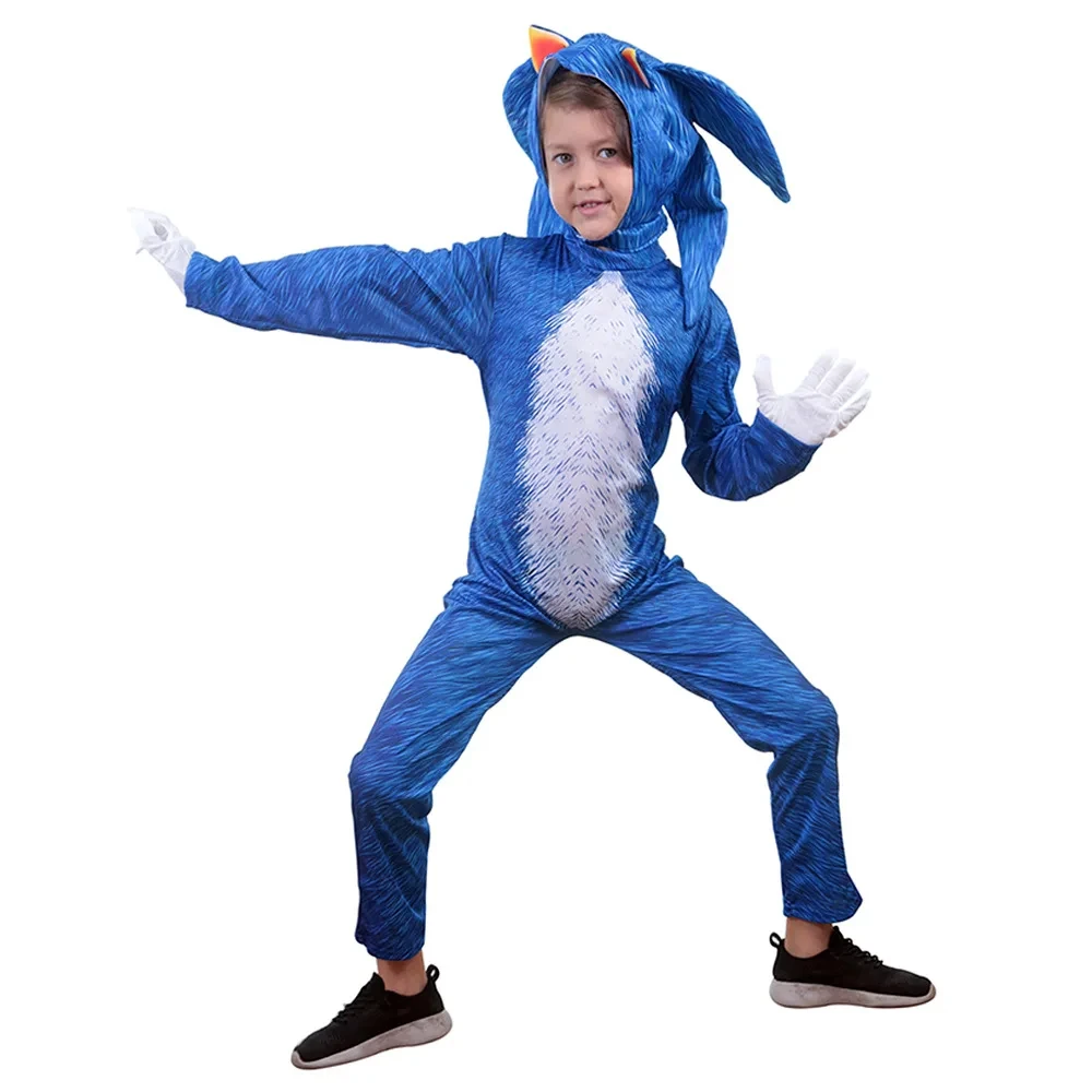 Game Sonic Speed Kids The-Hedgehog Cosplay Bodysuit Anime Zentai Halloween Party Performance Cartoon For Boys Girls Animal Cos