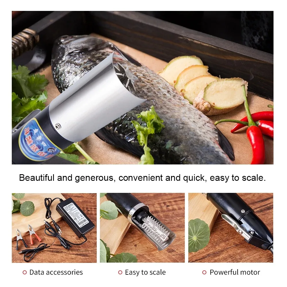 Seafood Knife 120W Waterproof Electric Fish Scale Scraper Fishing Scalers Clean Easy Fish Stripper Remover Cleaner Tool