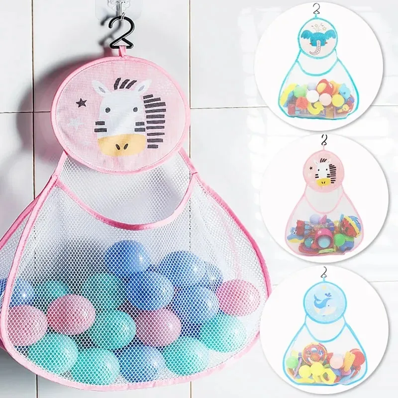 Cute Animal Bath Toy Storage Bag Blue Elephant Blue Whale Pink Zebra Mesh Hanging Basket Organizer for Bathtub Dolls Water Toys