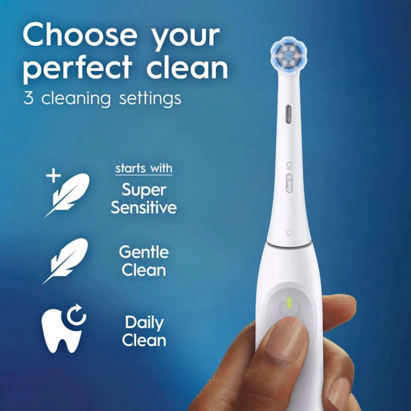Oral B iO2 Electric Toothbrush Gentle Tech Rechargeable Toothbrush Automatic Pressure Control 3 Brushing Modes Adult Teeth Brush