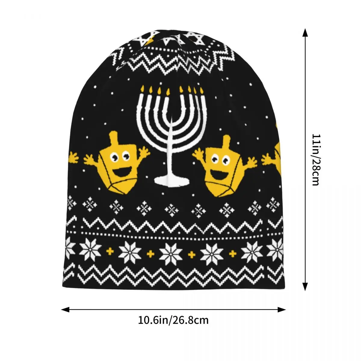 Christmas Hanukkah Pattern Bonnet Hat Vintage Outdoor Skullies Beanies Hat Men's Women's Spring Head Wrap Cap