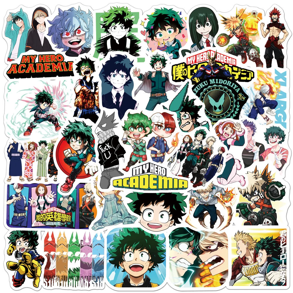 Autocollants waterproof du dessin animé My foreAcademia pour enfant, stickers, Midoriya Izuku, All Might, pour ordinateur portable, téléphone,