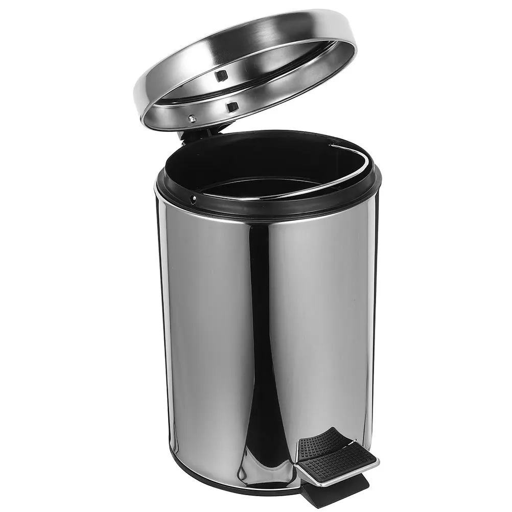 

Foot Operated Stainless Steel Trash Can Compact Size for Small Spaces Bathroom Bedroom Office Heavy-Duty Metal Waste Basket with